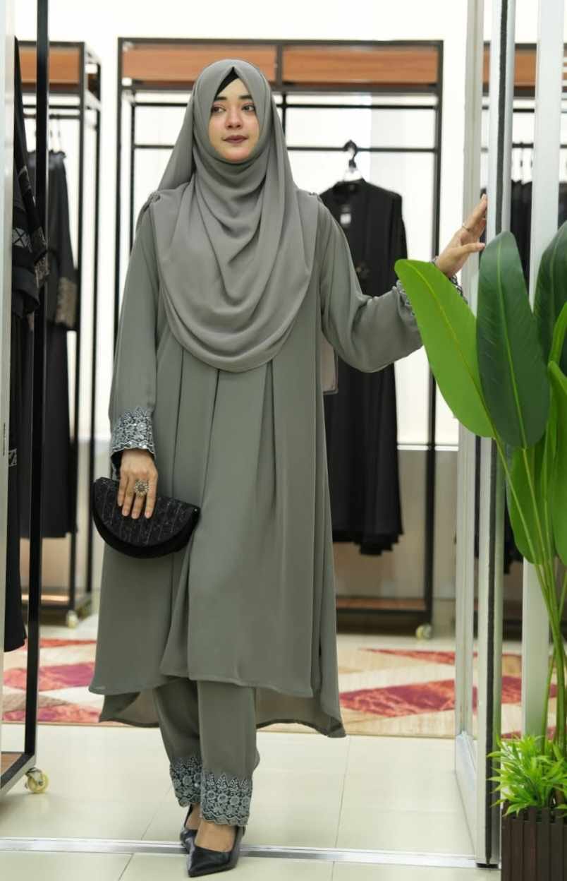 💕𝐊𝐎𝐓𝐈 𝐀𝐛𝐚𝐲𝐚💕 কুর্তি+প্লাজু  Sage Green